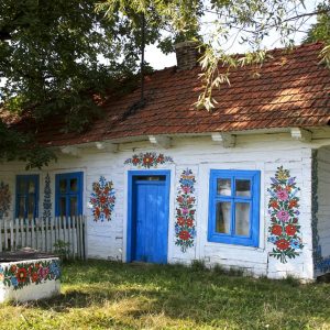 Hand decorated countryside house in Zalipie, Poland.